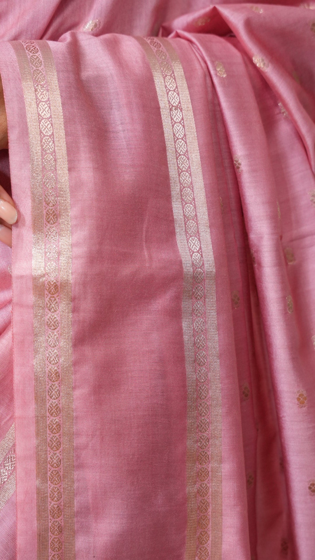Baby Pink Natural Art Silk Butti Saree
