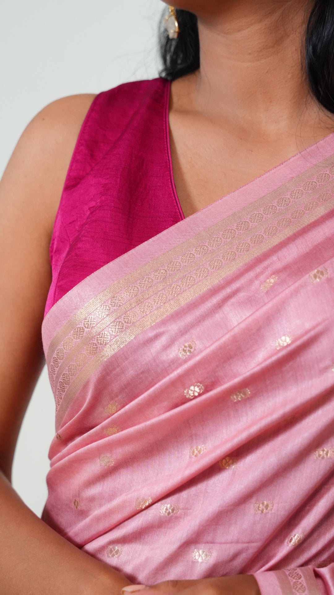 Baby Pink Natural Art Silk Butti Saree