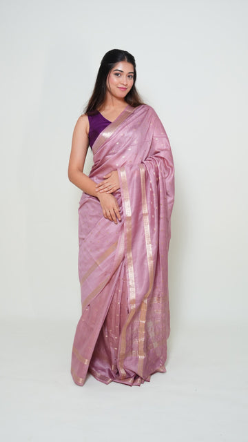 Dusty Pink Natural Art Silk Butti Saree