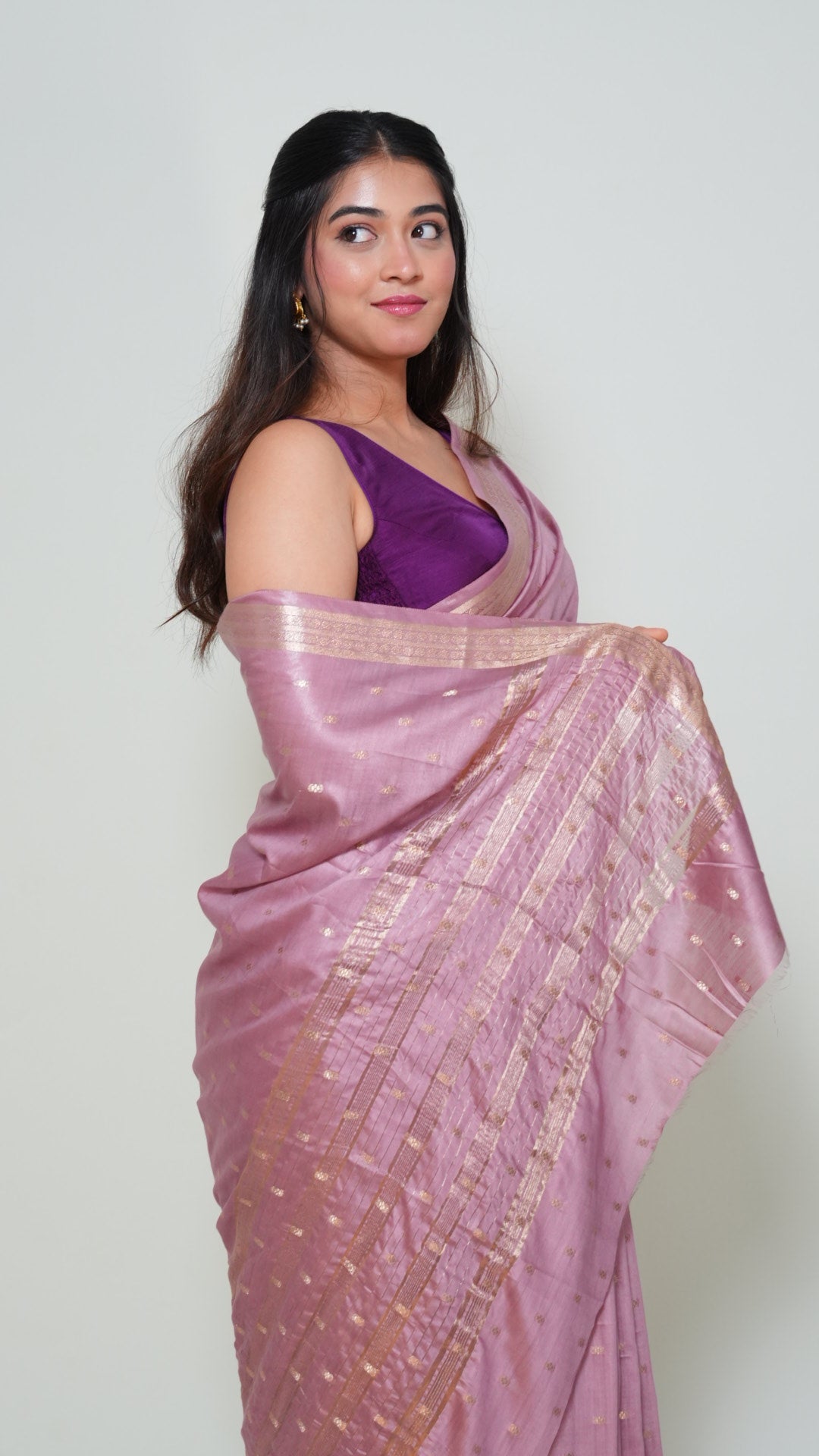 Dusty Pink Natural Art Silk Butti Saree