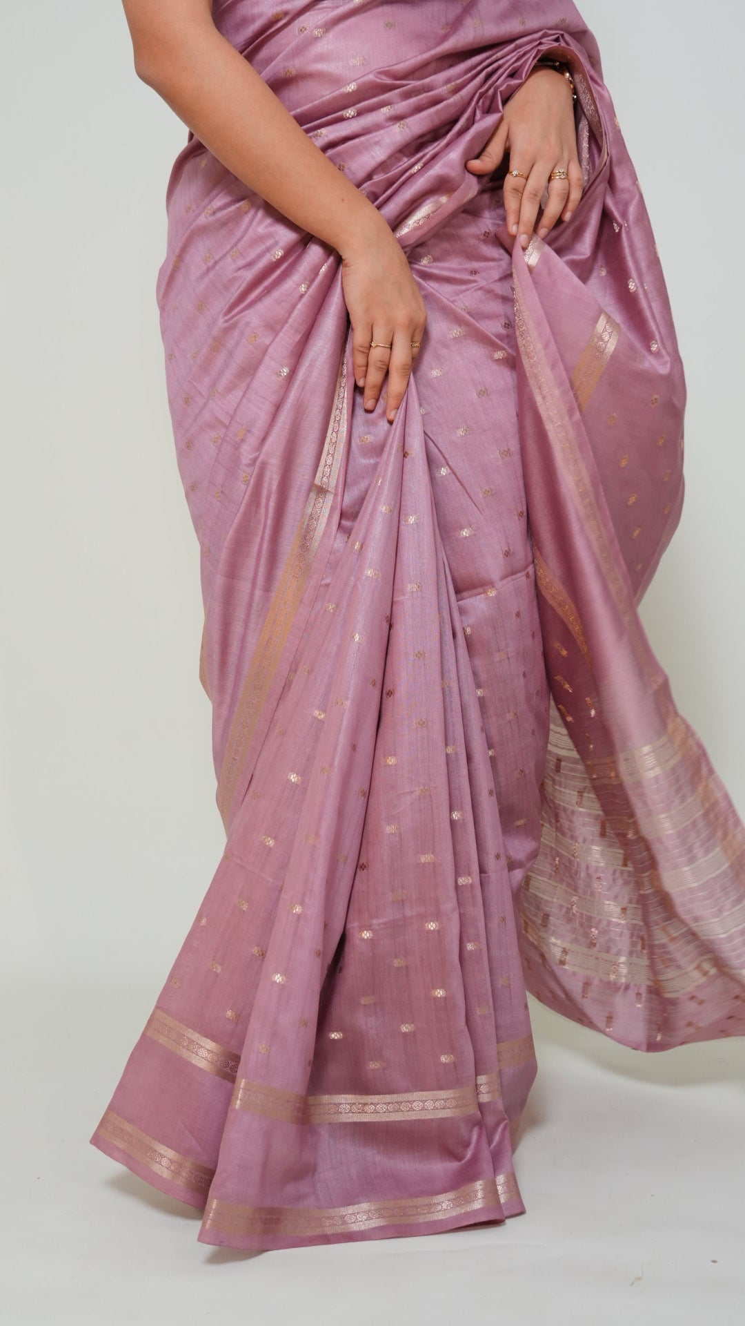 Dusty Pink Natural Art Silk Butti Saree