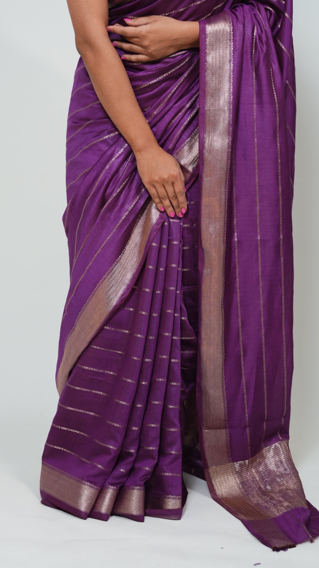 Purple Natural Art Silk Stripes Saree