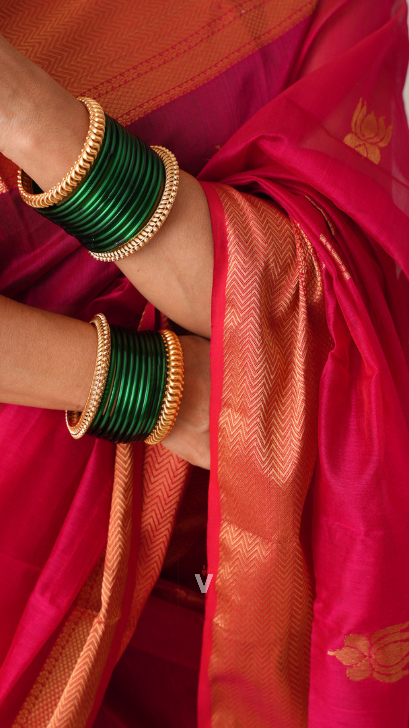 Hot Pink Lotus Butti Maheshwari Saree with elegant zari border and handcrafted weave