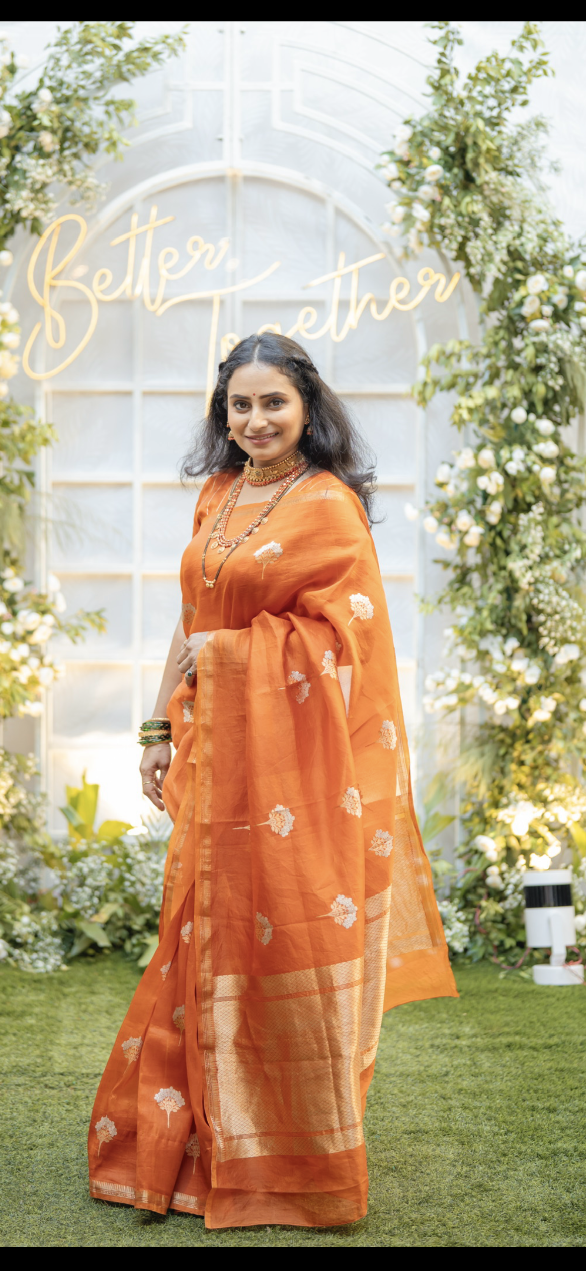 Orange Handloom Pure Kora Silk Brocade pallu Banarasi Saree