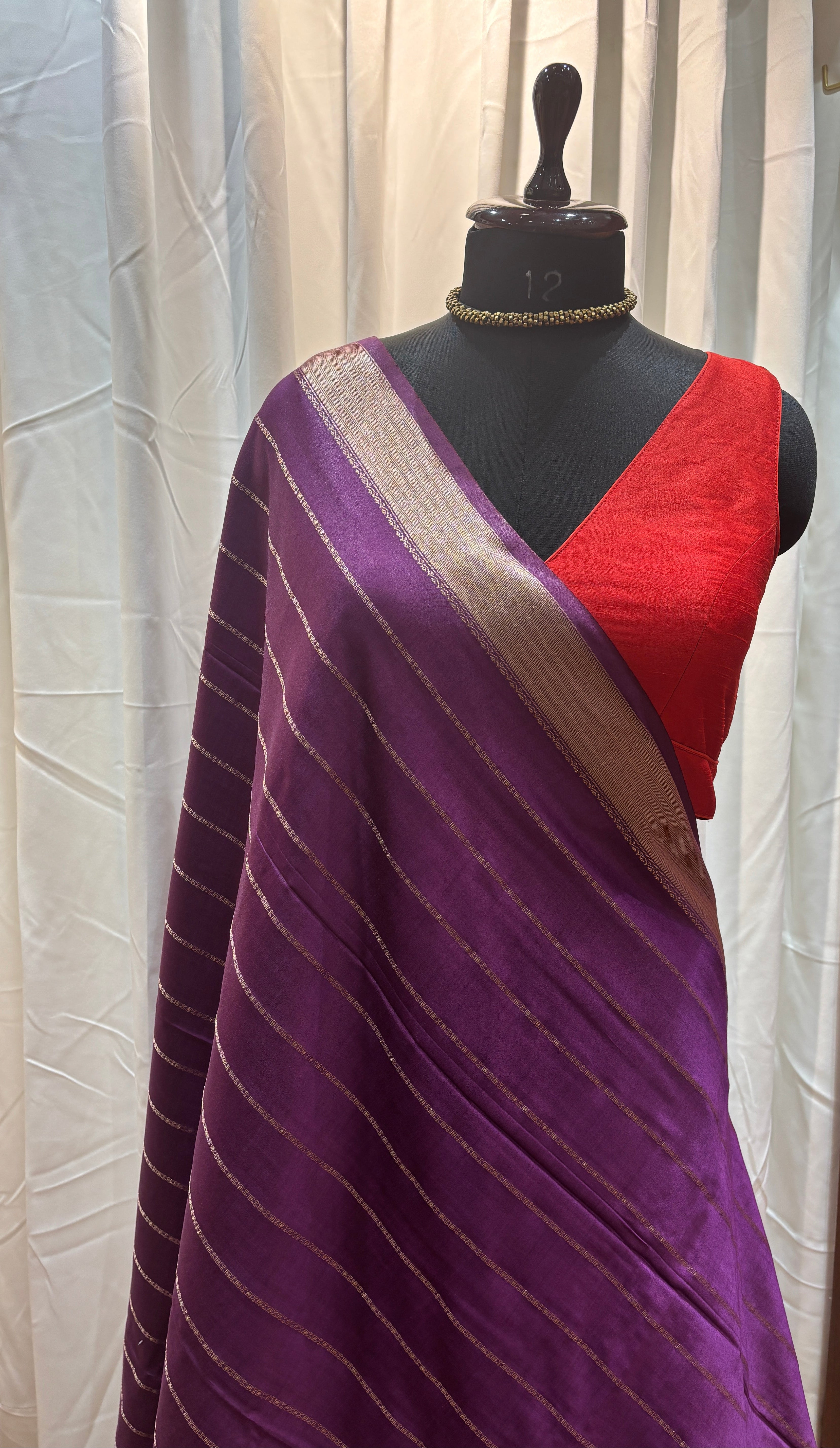 Purple Natural Art Silk Stripes Saree