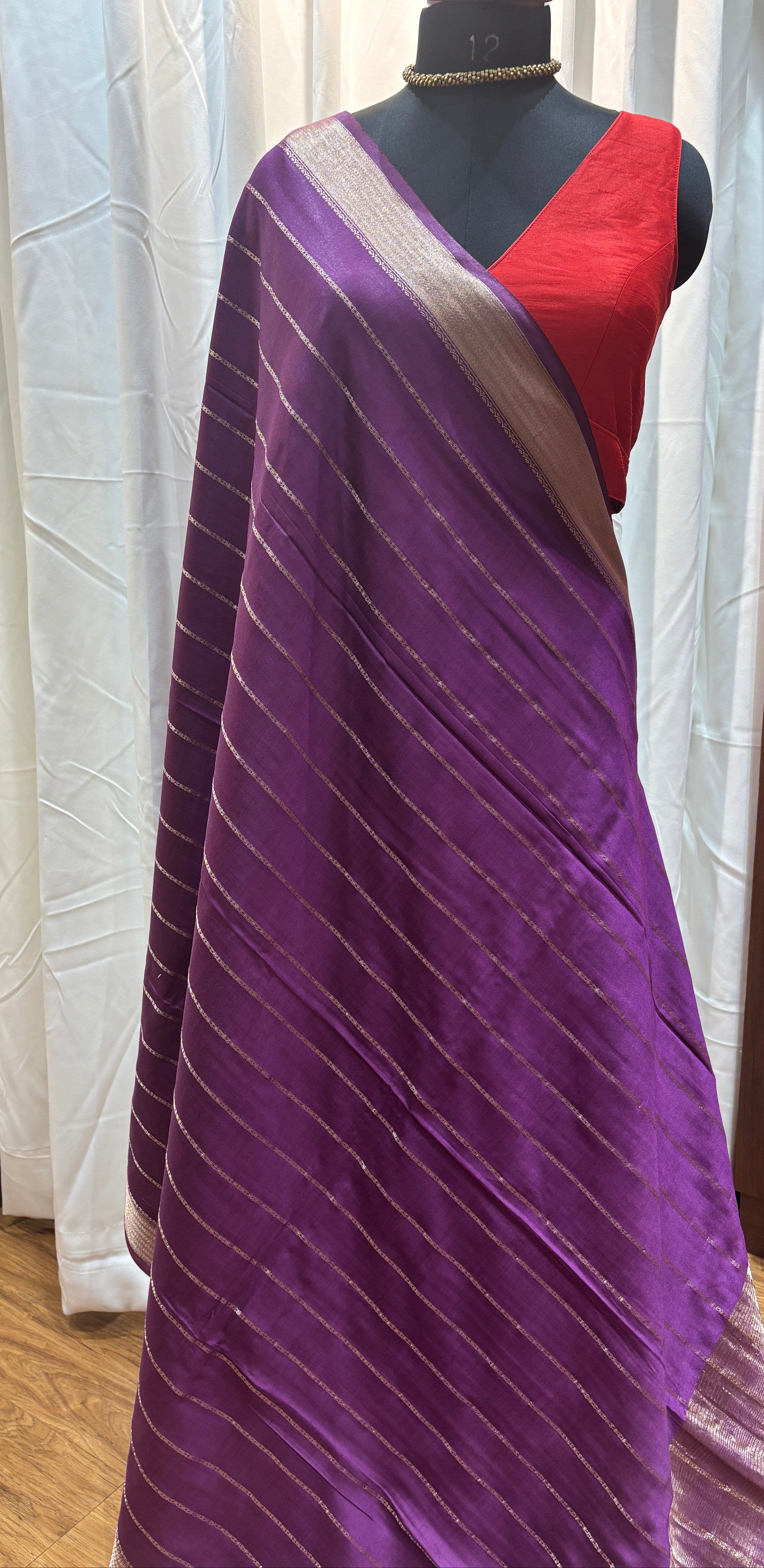 Purple Natural Art Silk Stripes Saree