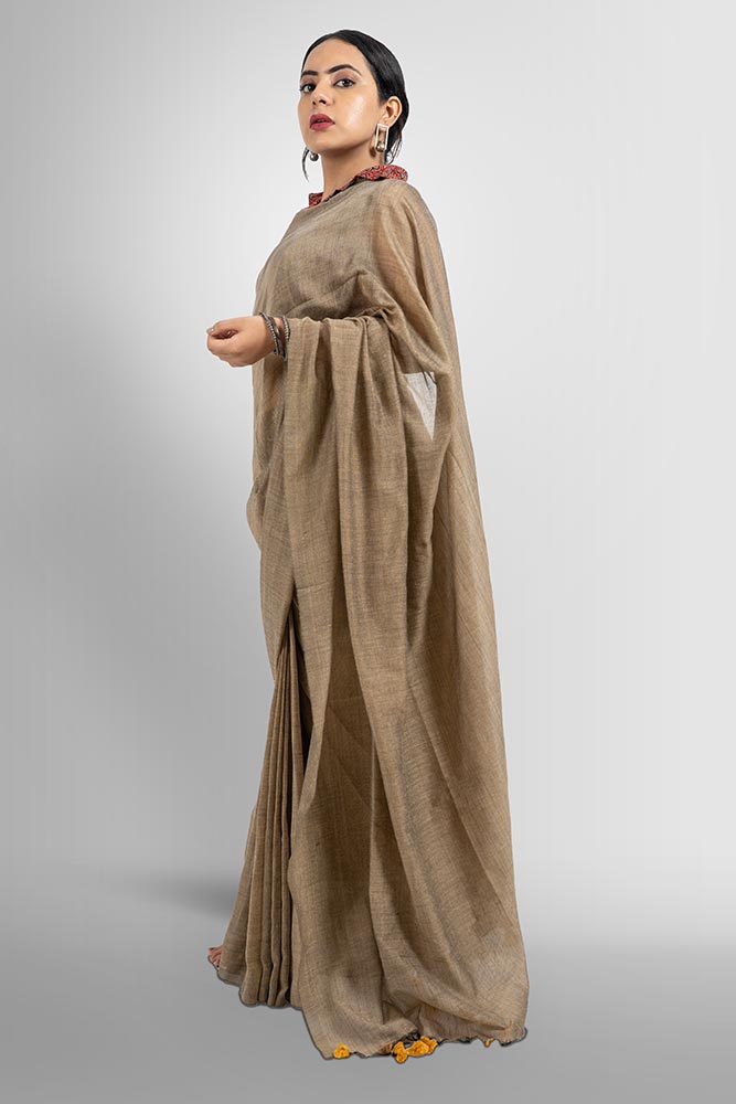 Khaki Plain Cotton handloom