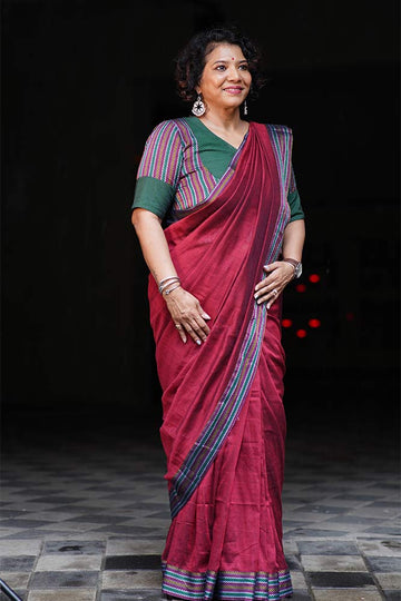 Maroon Handcrafted Patchwork with Croptop