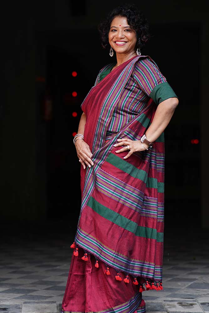 Maroon Handcrafted Patchwork with Croptop