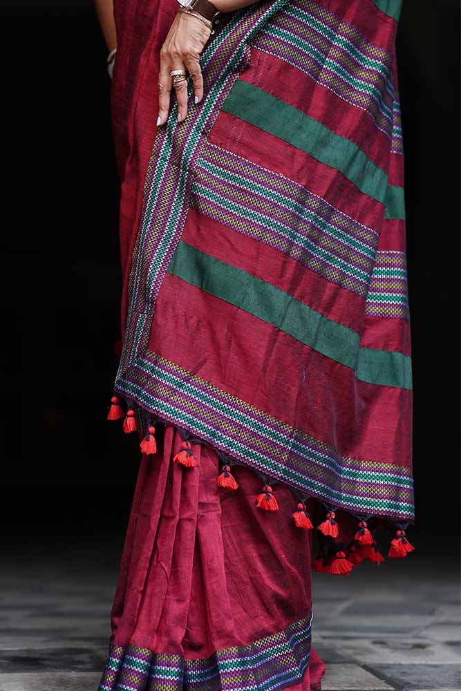 Maroon Handcrafted Patchwork with Croptop