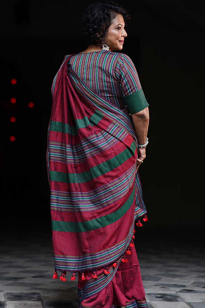 Maroon Handcrafted Patchwork with Croptop