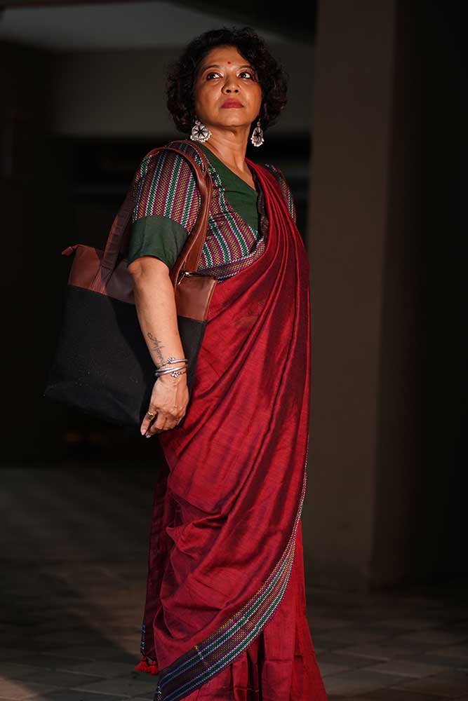 Maroon Handcrafted Patchwork with Croptop