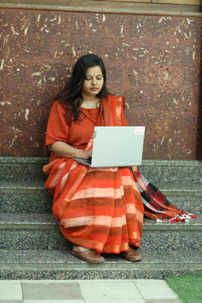 Orange Strip Handloom Linen