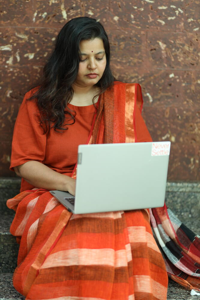 Orange Strip Handloom Linen