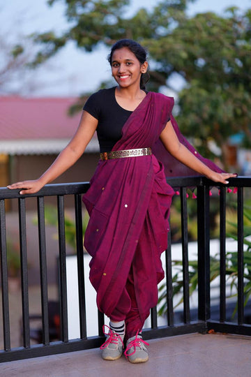 Dark purple Bindi Cotton Saree