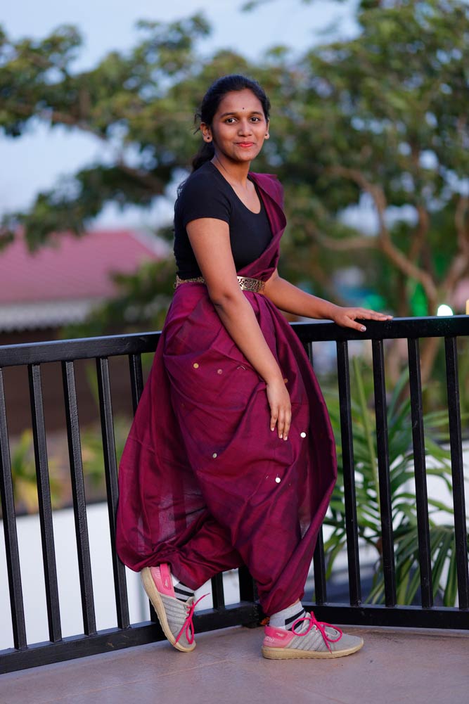 Dark purple Bindi Cotton Saree