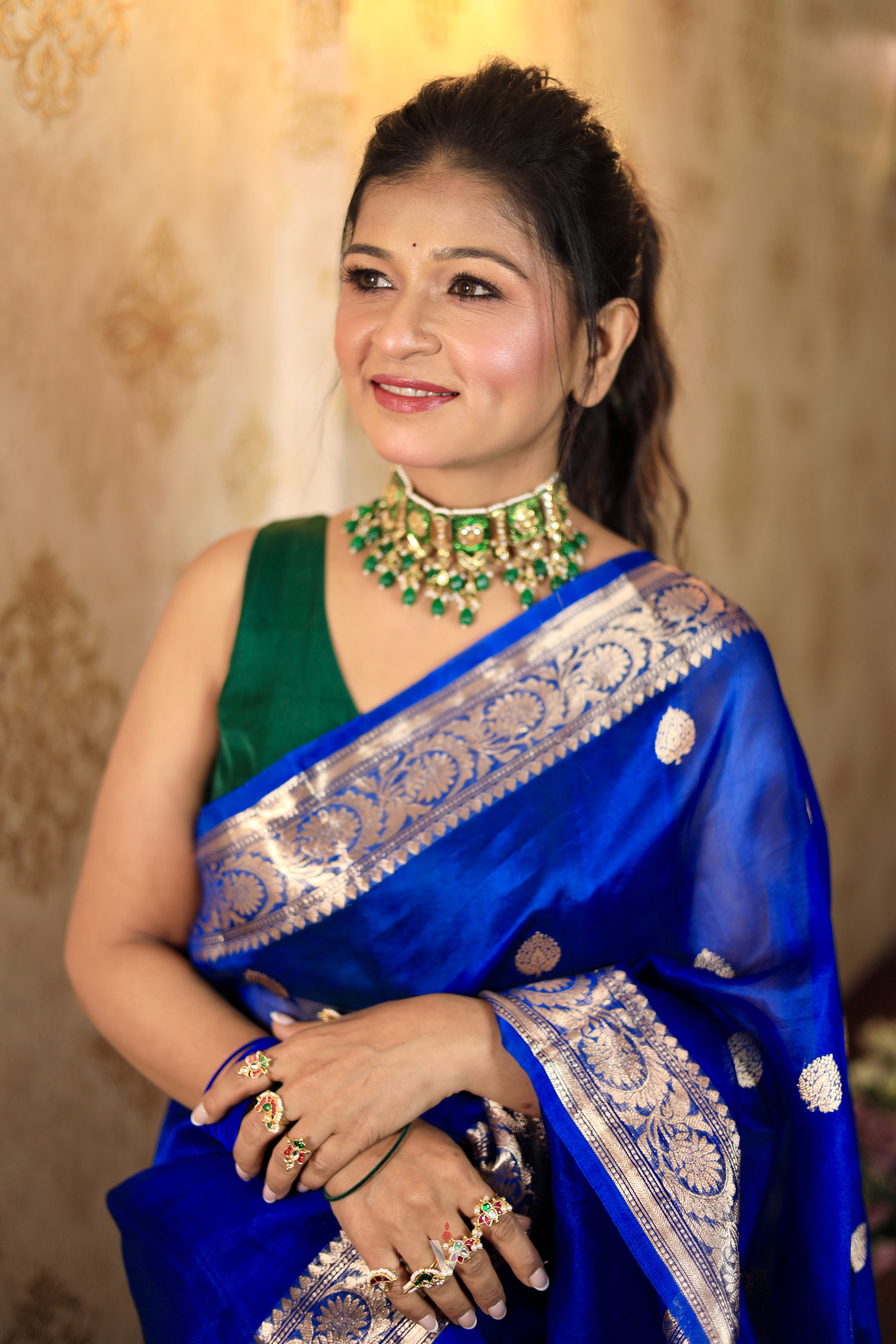 Authentic Royal Blue Kora Silk Handloom Banarasi Saree handwoven by skilled Banarasi artisans