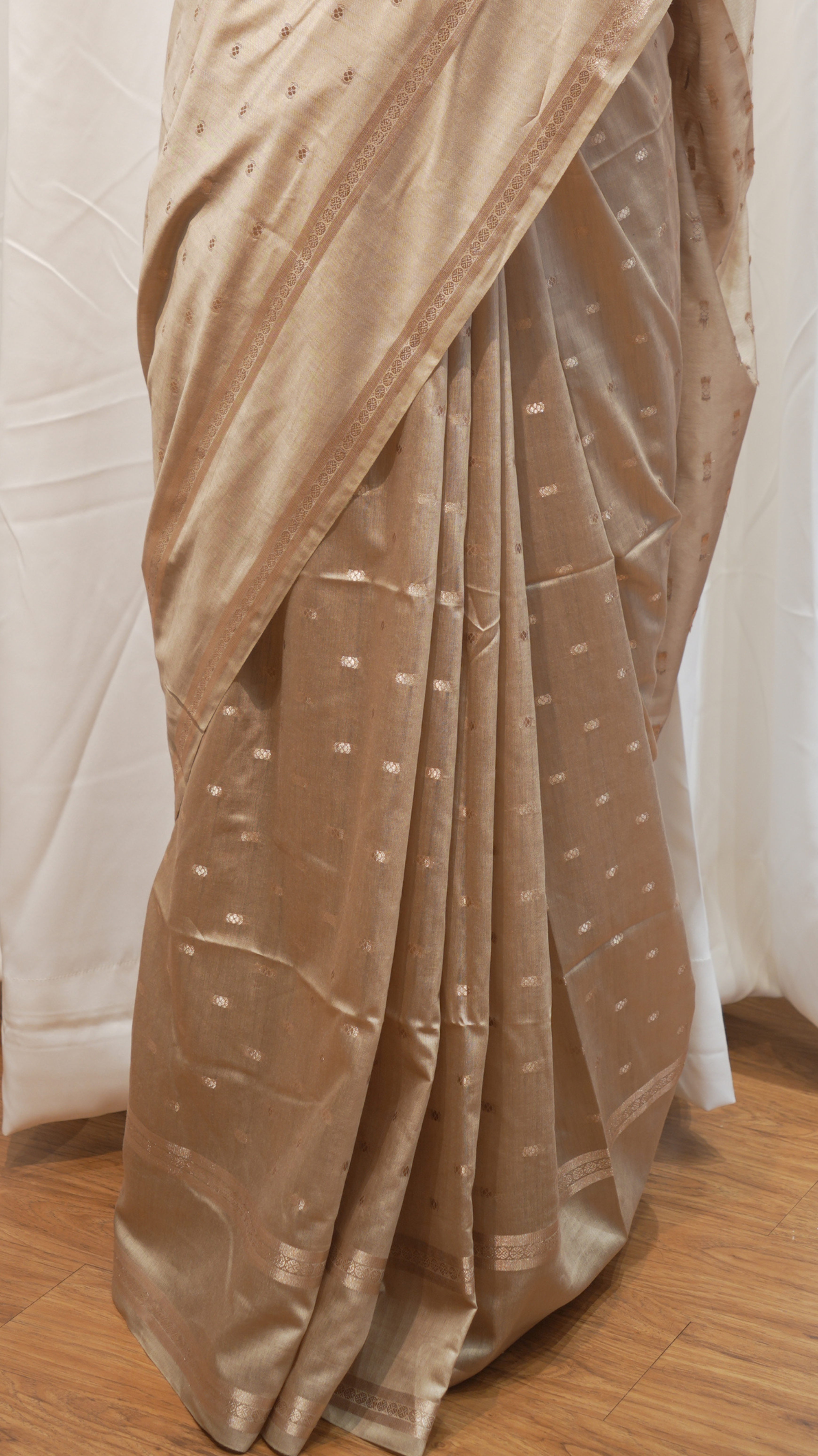Champagne Gold Natural Art Silk Butti Saree
