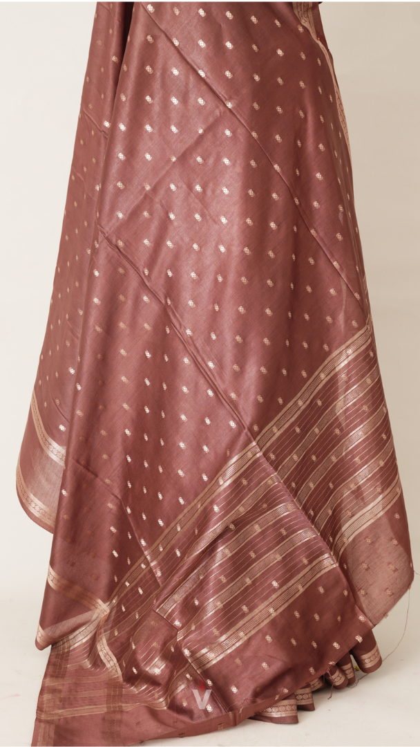 Cocoa Brown Natural Art Silk Butti Saree