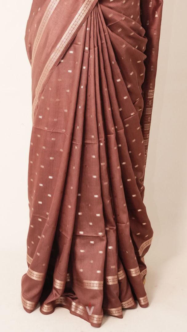 Cocoa Brown Natural Art Silk Butti Saree