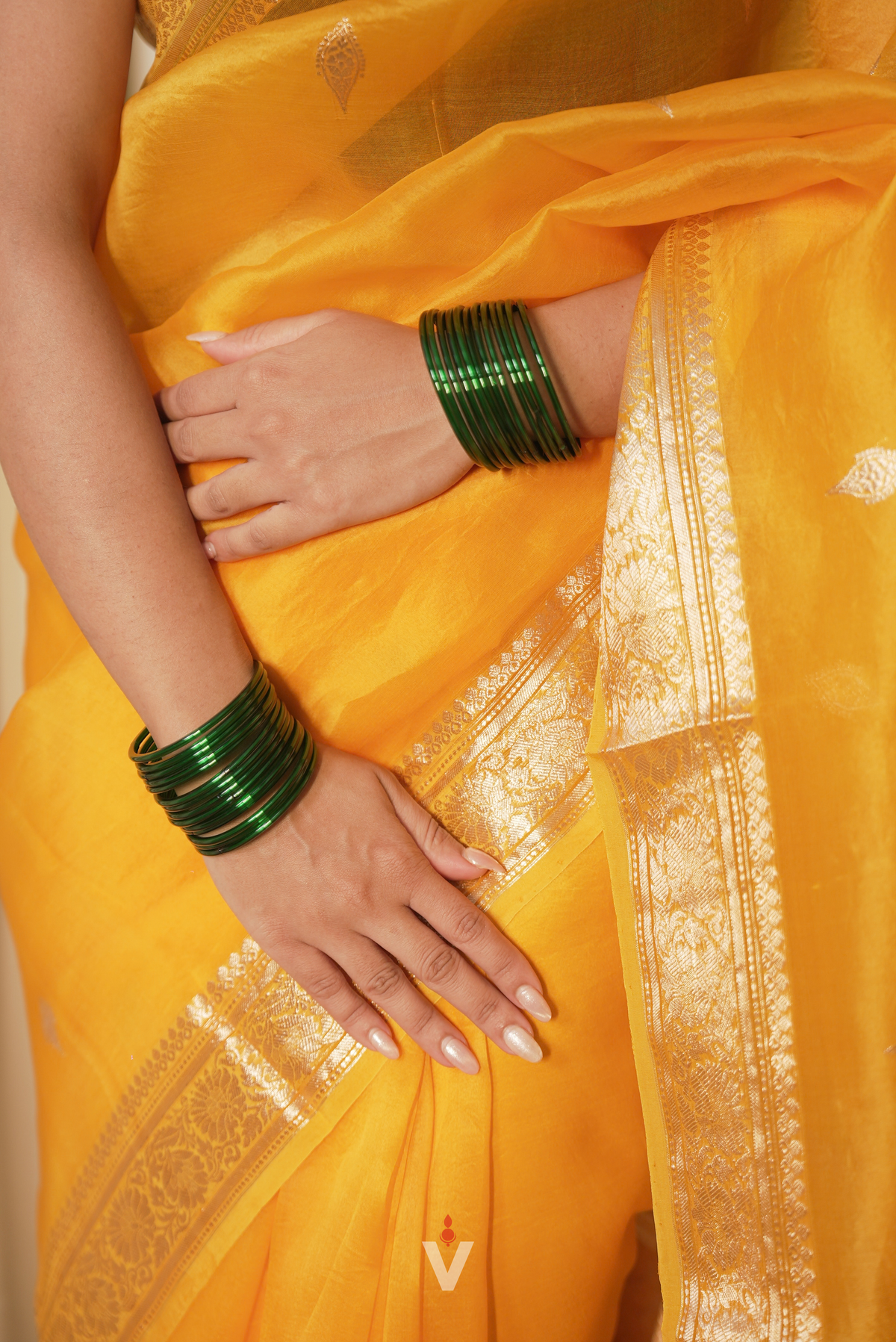 Mustard Yellow Kora Silk Kadwa Sona Roopa Banarasi Saree